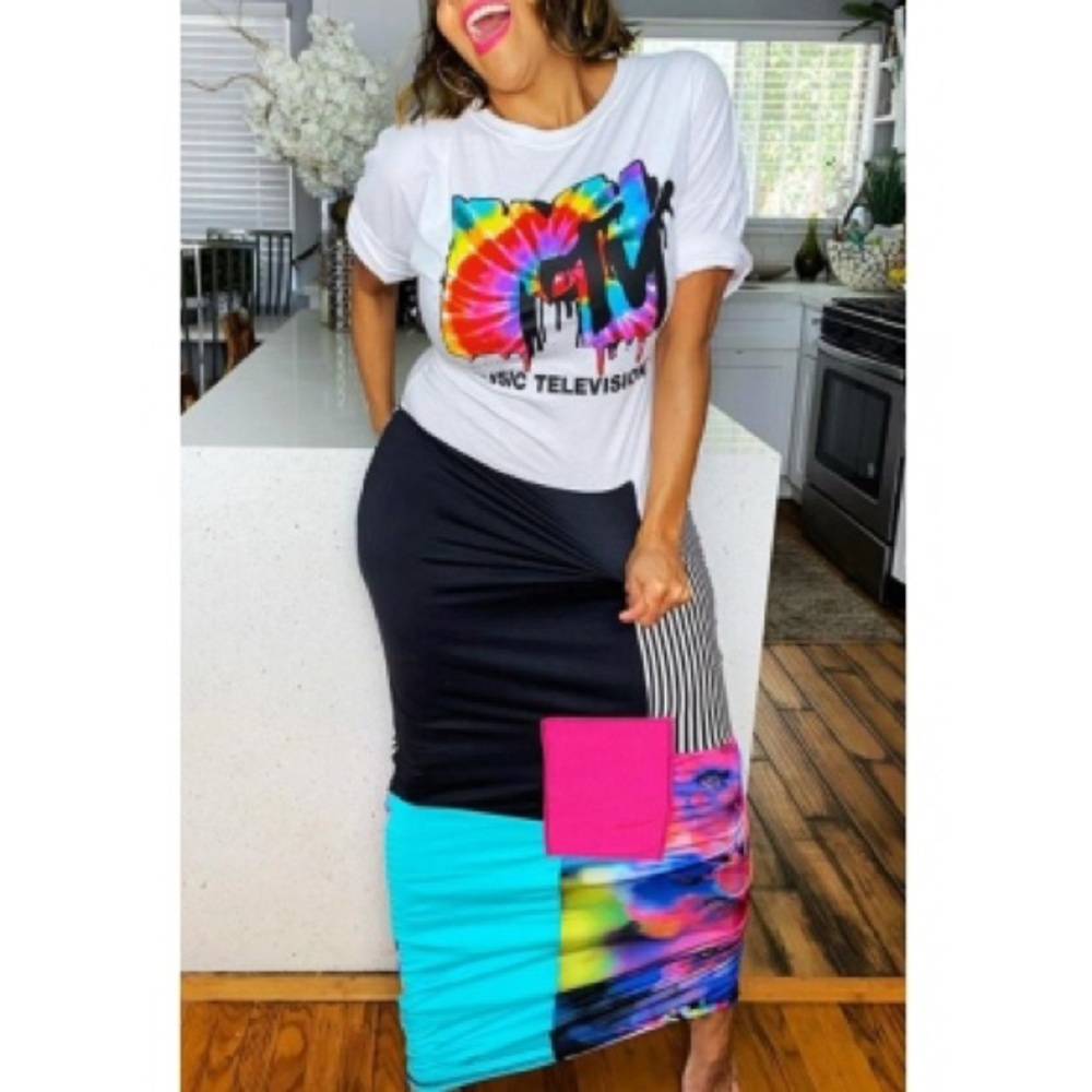 Trendy fashion forward Dress with bold colors